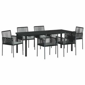 vidaXL Garten Essgruppe 7 pcs Schwarz PE-Rattan