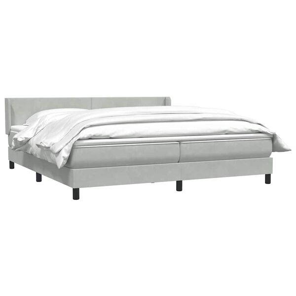 vidaXL Boxspringbett mit Matratze Hellgrau 180x210 cm Samt