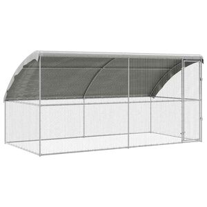vidaXL H&uuml;hnerk&auml;fig 2 pcs Silber 400 x 200 x 198,5 cm Verzinkter Stahl
