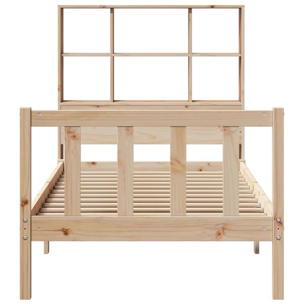 vidaXL Massivholzbett mit Regal ohne Matratze 90x200 cm Kiefer