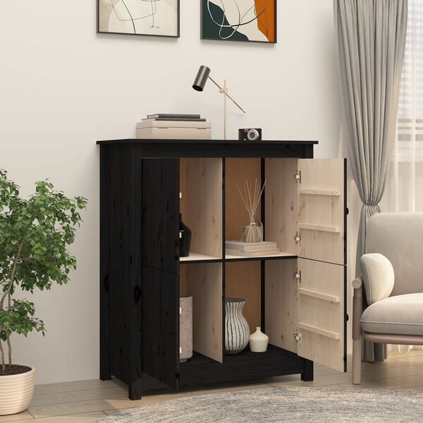 vidaXL Sideboard Schwarz 83x41,5x100 cm Massivholz Kiefer