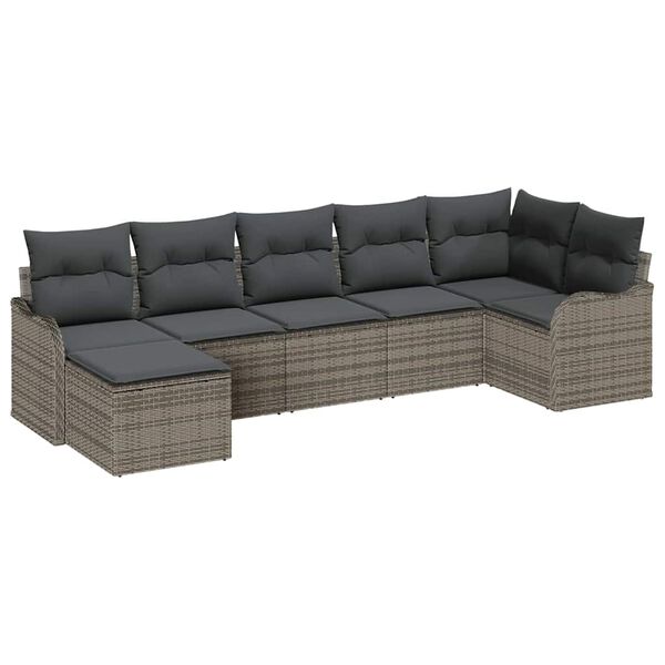 vidaXL Gartensofa-set Grau Poly-Rattan