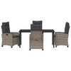 vidaXL Garten Essgruppe mit Kissen 5 pcs Grau Poly-Rattan