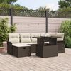 vidaXL Garten-Sofa-Set mit Kissen mit Speicher 7 pcs Braun Poly Rattan