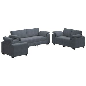vidaXL 3-tlg. Sofagarnitur mit Kissen Dunkelgrau Samt
