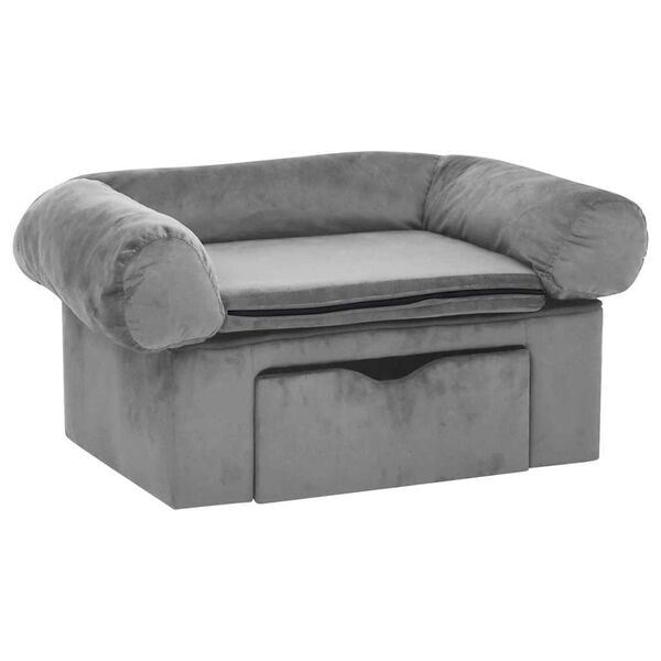 vidaXL Hundesofa mit Schublade Grau 75x50x38 cm Pl&uuml;sch