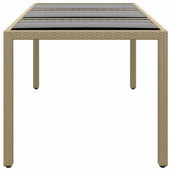 vidaXL Gartentisch 190x90x75 cm Hartglas und Poly Rattan Beige