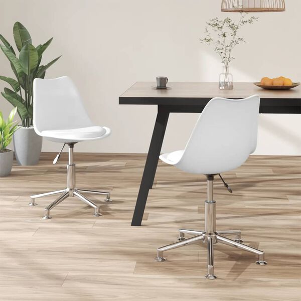 vidaXL Esszimmerst&uuml;hle 2 Stk. Drehbar Wei&szlig; Kunstleder