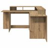 vidaXL LED-Schreibtisch Artisan-Eiche 152x152x91 Holzwerkstoff