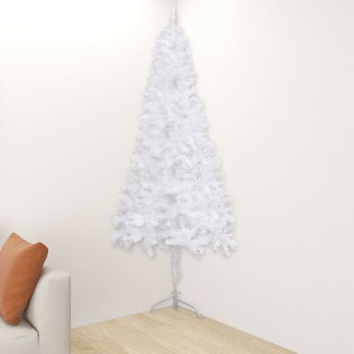 vidaXL Künstlicher Eck-Weihnachtsbaum mit LEDs Weiß 150 cm PVC