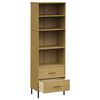 vidaXL B&uuml;cherregal OSLO mit 2 Schubladen Braun 60x35x180 cm Massivholz