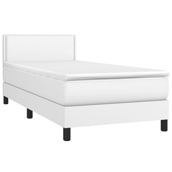 vidaXL Boxspringbett mit Matratze Wei&szlig; 100x200 cm Kunstleder