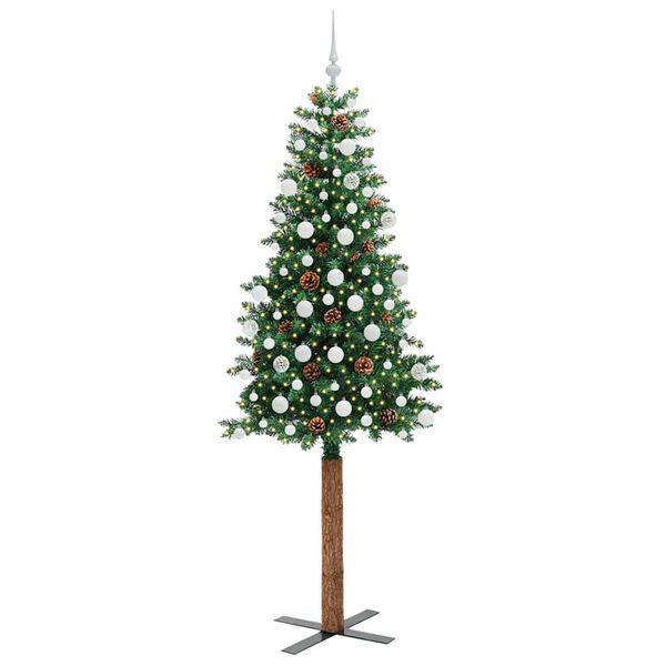 vidaXL Schlanker Weihnachtsbaum mit 300 LEDs mit St&auml;nder Gr&uuml;n 210 cm