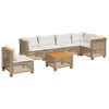 vidaXL 7-tlg. Garten-Sofagarnitur mit Kissen Beige Poly Rattan