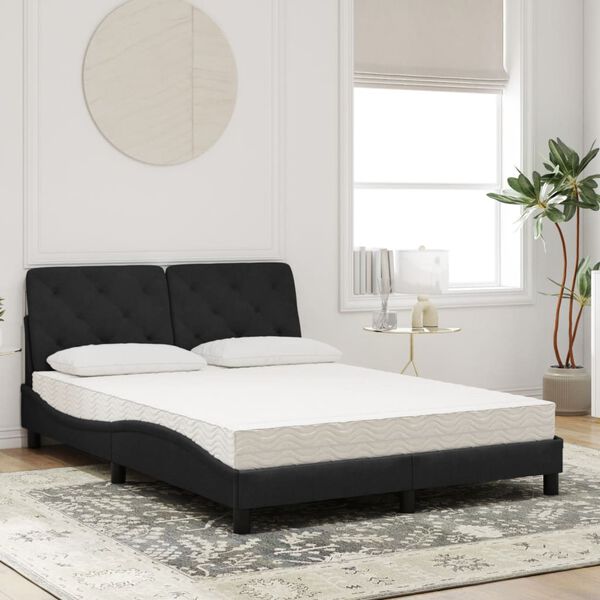 vidaXL Bett mit Matratze Schwarz 140x190 cm Samt
