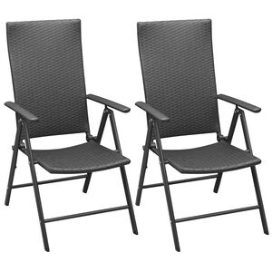 vidaXL Stapelbare Gartenst&uuml;hle 2 Stk. Poly Rattan Schwarz