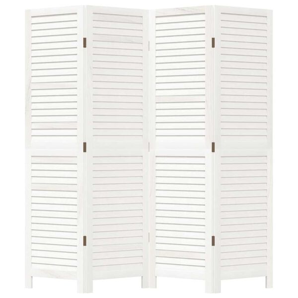 vidaXL 4-tlg. Raumteiler Wei&szlig; Massivholz Paulownia