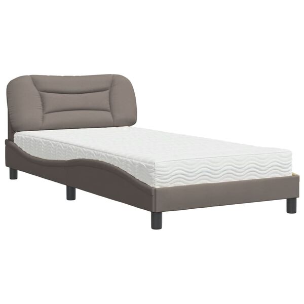 vidaXL Bett mit Matratze "Hvar" Taupe 100x200 cm Stoff