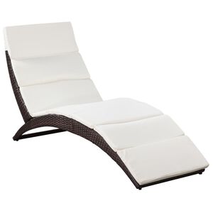 vidaXL Klappbare Sonnenliege mit Auflage Poly Rattan Braun
