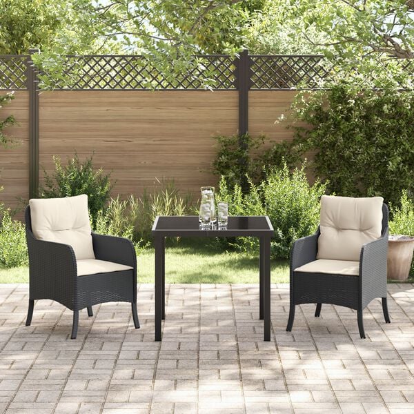 vidaXL Garten Essgruppe mit Kissen 3 pcs Grau Poly Rattan
