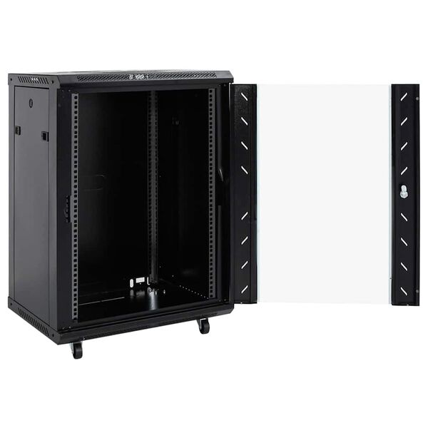 vidaXL Netzwerkschrank mit Speicher Schwarz 60 x 60 x 80 cm Stahl