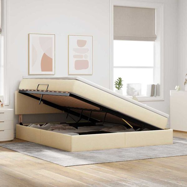 vidaXL Aufbewahrungsbett mit Matratze Creme 160 x 200 cm Holzwerkstoff