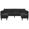 vidaXL Samt Sofa mit Kissen 3 pcs Schwarz 208 cm Samt