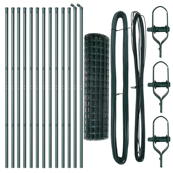 vidaXL Zaun mit Pfosten Gr&uuml;n 1,2 x 25 m Stahl