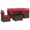 vidaXL 6-teiliges Gartensofa-Set mit Kissen, braun, Polyrattan
