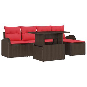 vidaXL Gartensofa-set 6 stk. Braun Poly Rattan