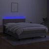 vidaXL Boxspringbett mit Matratze & LED Hellgrau 140x200 cm Stoff