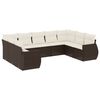 vidaXL 9-tlg. Garten-Sofagarnitur mit Kissen Braun Poly Rattan