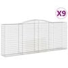 vidaXL Gabionen mit Hochbogen 9 Stk. 400x50x160/180cm Verzinktes Eisen