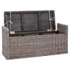 vidaXL Sitzbank mit Stauraum mit Kissen Grau 110 x 40 x 50 cm Rattan