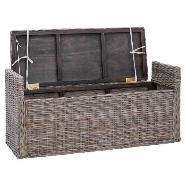 vidaXL Sitzbank mit Stauraum mit Kissen Grau 110 x 40 x 50 cm Rattan