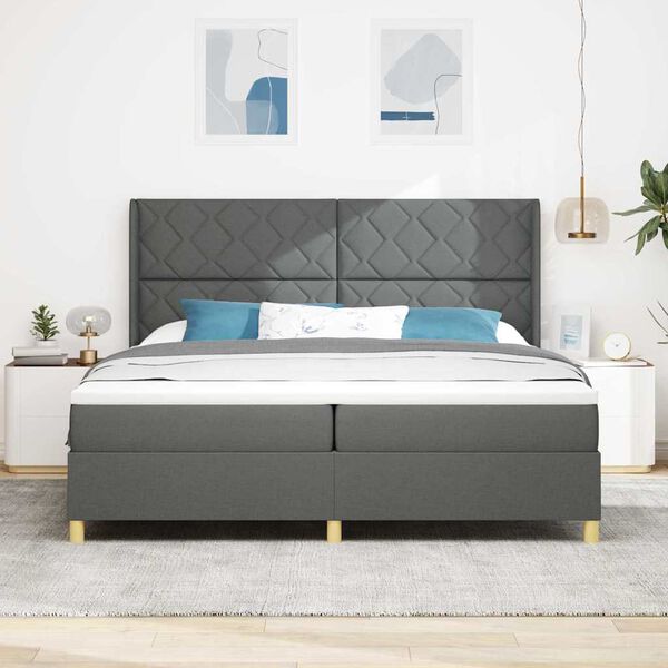 vidaXL Boxspringbett mit Matratze Grau 200 x 200 cm Stoff