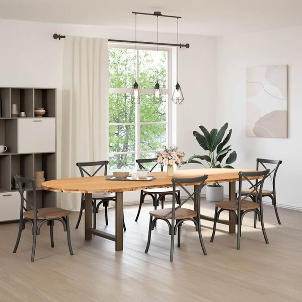 vidaXL Esstisch Hellbraun 320x120x74 cm Massivholz Eiche Oval