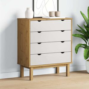 vidaXL Schubladenschrank OTTA Braun&Wei&szlig; 76,5x39,5x90 cm Massivholz