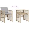 vidaXL 7-tlg. Garten-Essgruppe mit Kissen Beige Poly Rattan