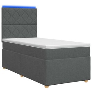 vidaXL Boxspringbett mit Matratze Dunkelgrau 80 x 200 cm Stoff