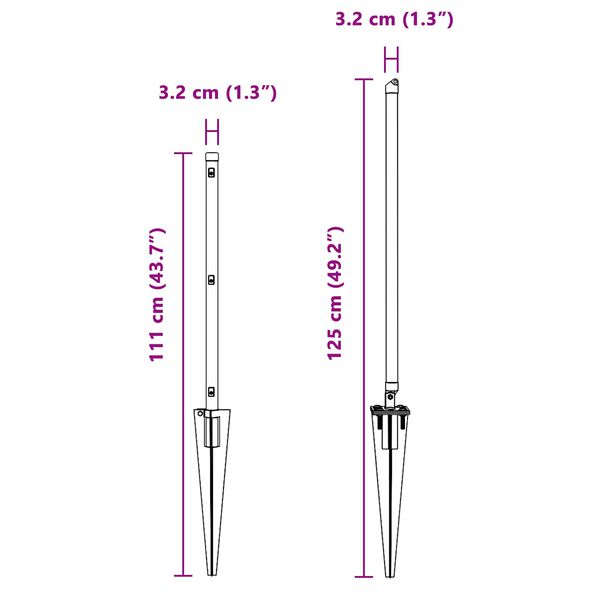 vidaXL Zaunpfosten Sonstiges 26 pcs Grau 3,2 x 3,2 x 80 cm Stahl
