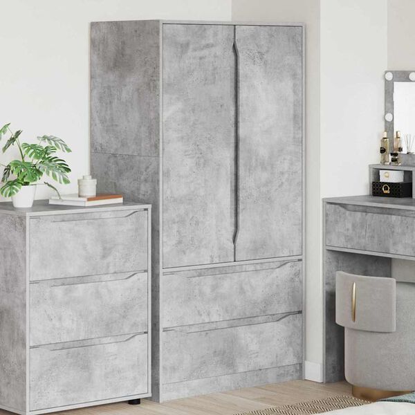 vidaXL Badezimmerschrank Beton Grau 79,5 x 49 x 156 cm Holzwerkstoff