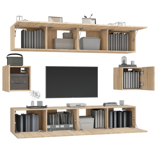 vidaXL 6-tlg. TV-Schrank-Set Sonoma-Eiche Holzwerkstoff