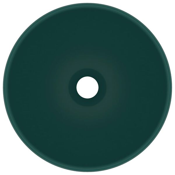 vidaXL Luxus-Waschbecken Rund Matt Dunkelgr&uuml;n 32,5x14 cm Keramik