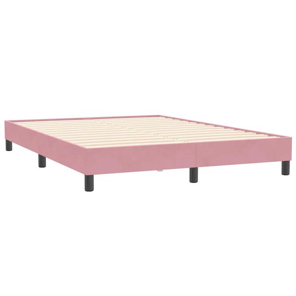 vidaXL Boxspringbett mit Matratze Rosa 160x210 cm Samt