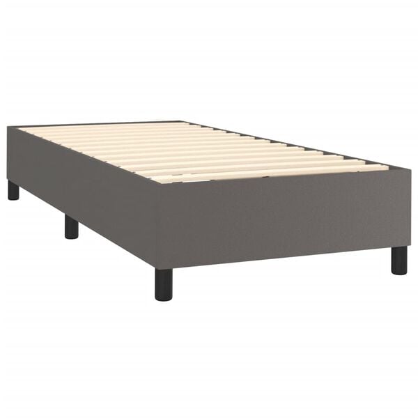 vidaXL Boxspringbett mit Matratze Grau 80x200 cm Kunstleder