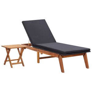 vidaXL Sonnenliege mit Tisch Poly Rattan und Massivholz Akazie