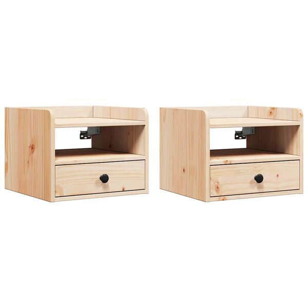 vidaXL Nachttisch 2 pcs Braun 38 x 36 x 29,5 cm Massivholz Kiefer