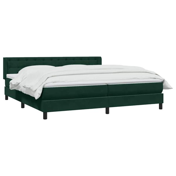 vidaXL Boxspringbett mit Matratze Dunkelgr&uuml;n 200x210 cm Samt