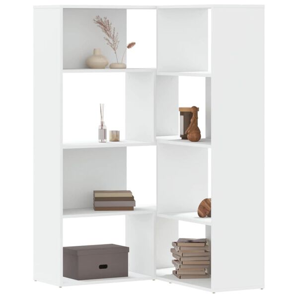 vidaXL Eck-B&uuml;cherregal 4 Etagen Wei&szlig; 85x85x140 cm Holzwerkstoff